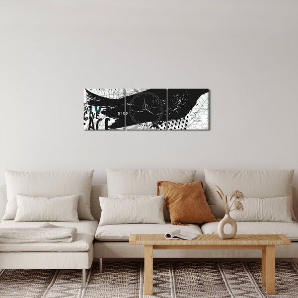 Obrázok - Street art - bird (s hodinami) (90x30 cm)