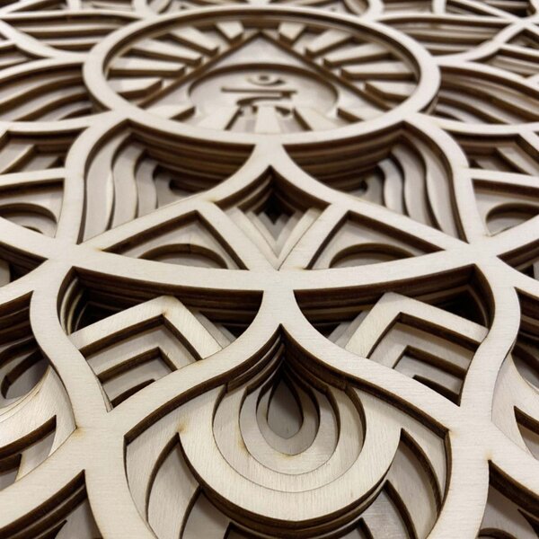 Vyrezávaná drevená 3D mandala na stenu | SENTOP PR0460