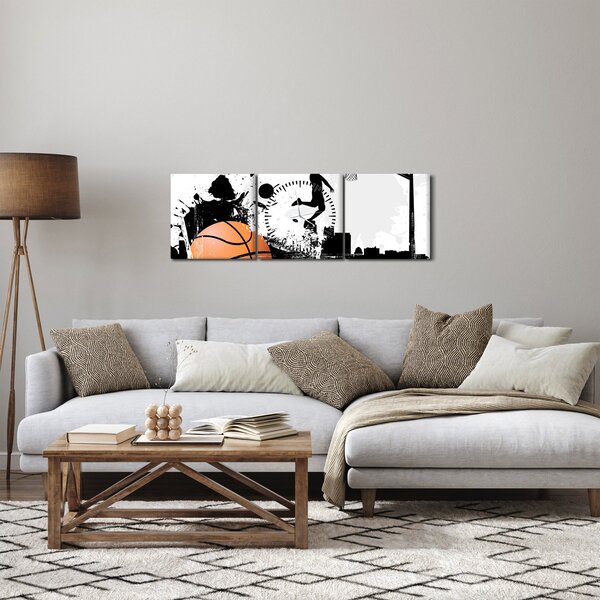 Obraz - Hráč basketbalu (s hodinami) (90x30 cm)