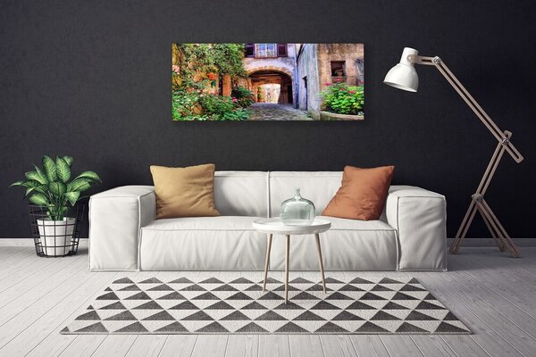 Obraz Canvas Aleje kvety domy rastlina 125x50 cm