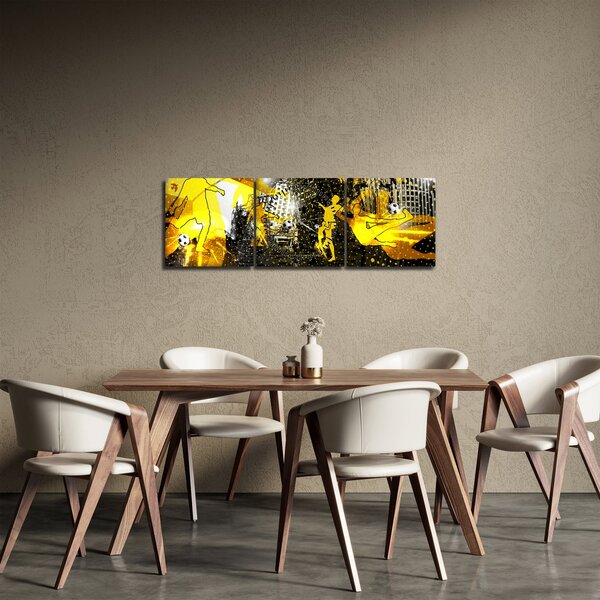 Obraz - Futbal vo veľkomeste (s hodinami) (90x30 cm)
