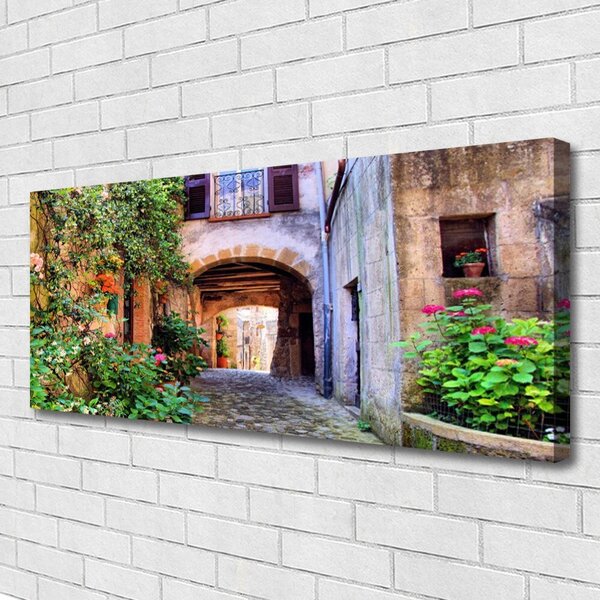 Obraz Canvas Aleje kvety domy rastlina 125x50 cm