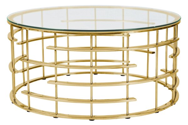 KONFERENČNÝ STOLÍK, zlatá, kov, sklo, 90/90/42 cm Livetastic - Stolíky do obývačky, Online Only