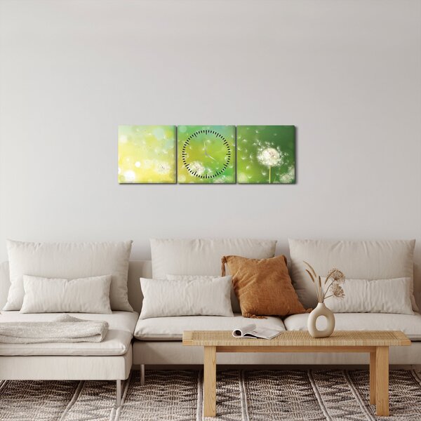Obraz - Odkvitnuté púpavy (s hodinami) (90x30 cm)