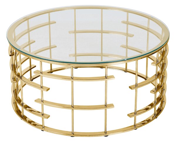 KONFERENČNÝ STOLÍK, zlatá, kov, sklo, 90/90/42 cm Livetastic - Stolíky do obývačky, Online Only