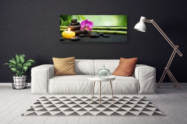 Obraz Canvas Bambus kvet kamene zen 125x50 cm