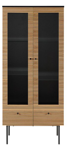 VITRÍNA, dub, čierna, farba duba, 79/179/43 cm Livetastic - Sklenené vitríny, Online Only