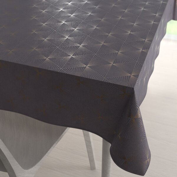 Biante Zamatový obdĺžnikový obrus Isabela IBL-003 Rose Gold trojuholníky na sivom 50x100 cm