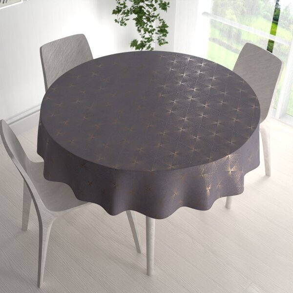 Biante Zamatový okrúhly obrus Isabela IBL-003 Rose Gold trojuholníky na sivom Ø 100 cm