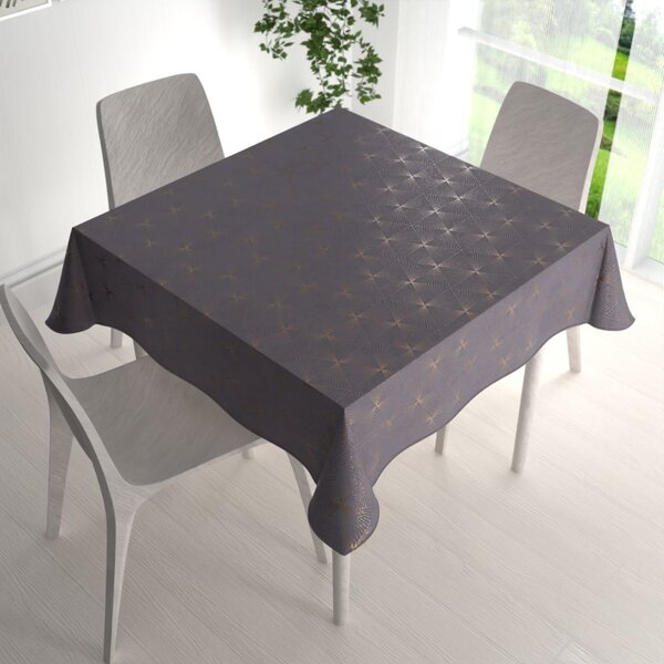 Biante Zamatový štvorcový obrus Isabela IBL-003 Rose Gold trojuholníky na sivom 40x40 cm
