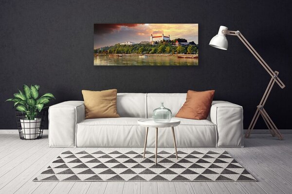 Obraz Canvas Mesto jazero krajina 125x50 cm