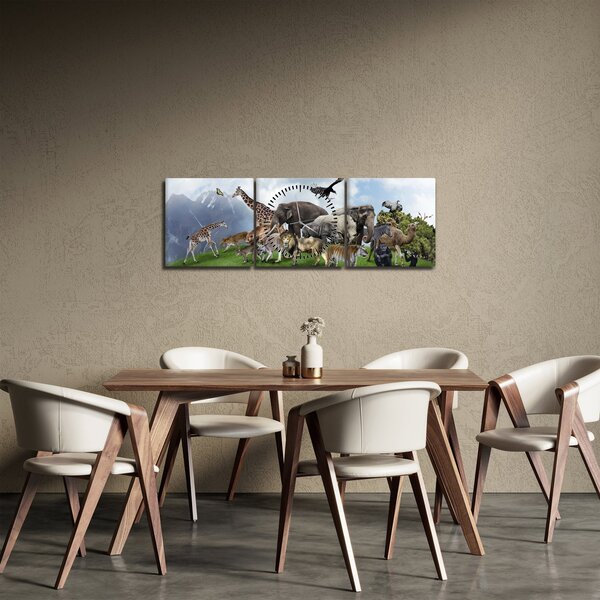Obraz - Zvieratká na ostrove (s hodinami) (90x30 cm)