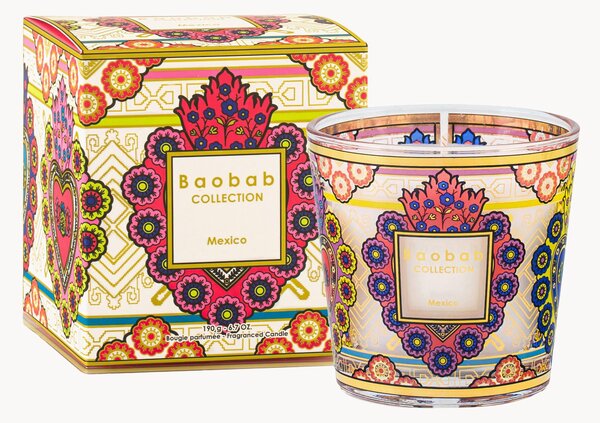 Ručne fúkaná vonná sviečka My First Baobab Mexico (Blackcurrant, Freesia & Cedar)