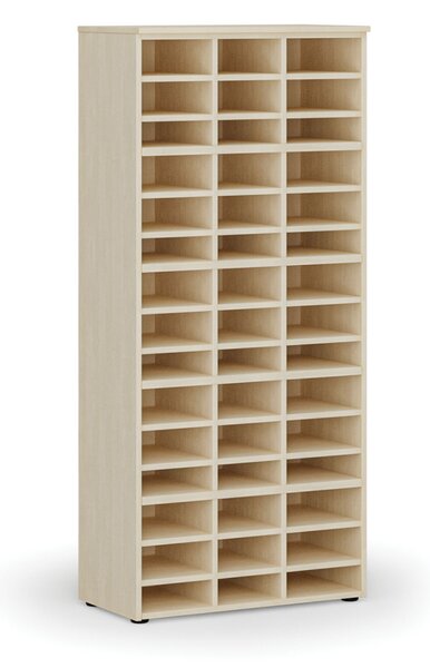 Triediaci regál PRIMO WOOD, 800 x 420 x 1781 mm, 45 priehradok, breza