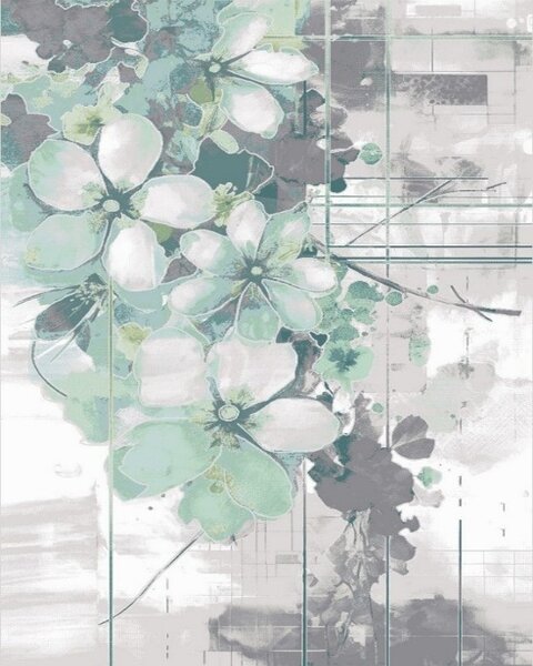 BE Koberec Myra 1532 GREEN – zelený sivý obdĺžnikový Rozmer: 60x100 cm