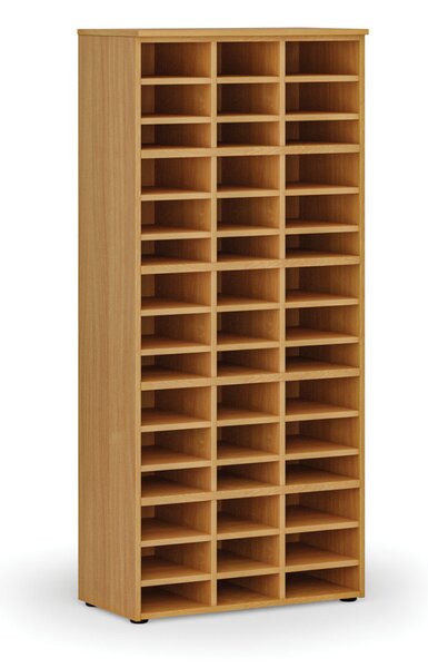 Triediaci regál PRIMO WOOD, 800 x 420 x 1781 mm, 45 priehradok, buk