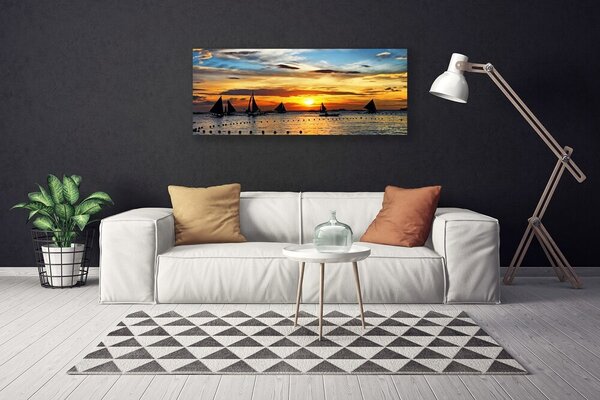 Obraz Canvas Loďky more slnko krajina 125x50 cm