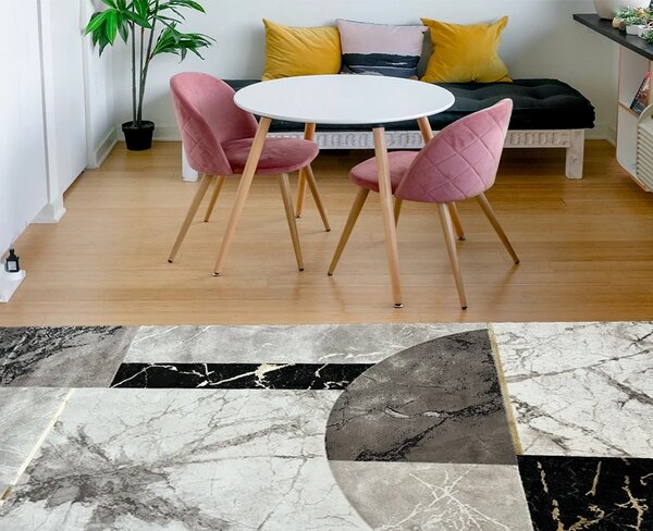 BE Koberec Gloria 3672 GOLD – sivý hnedý čierny obdĺžnikový Rozmer: 60x100 cm