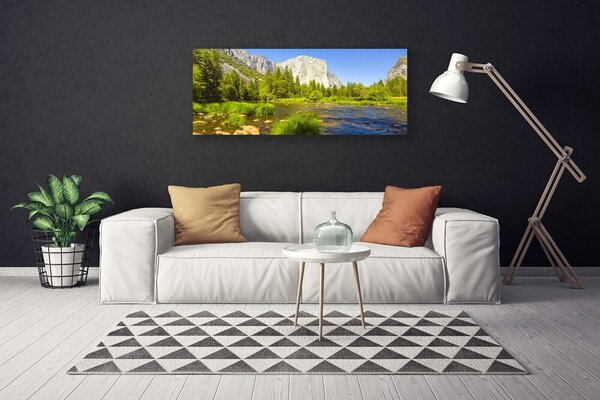 Obraz Canvas Jazero hora les príroda 125x50 cm