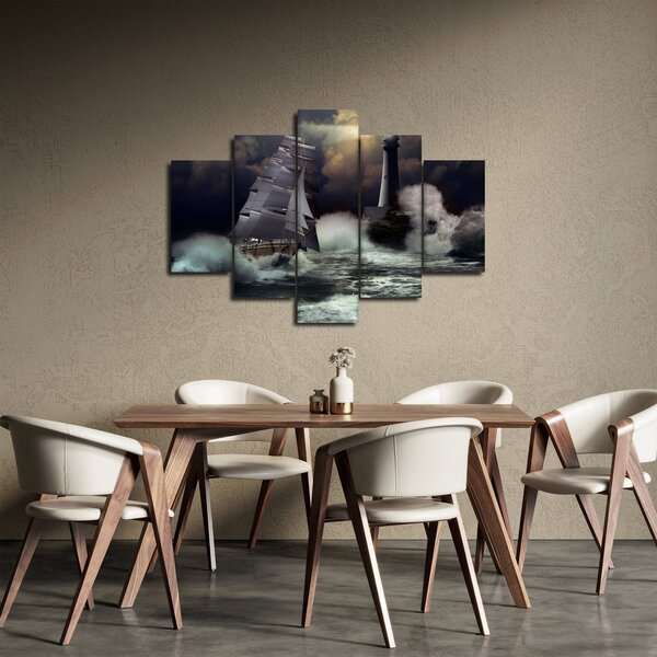 Obraz - Loď plávajúca cez búrlivé vlny (150x105 cm)