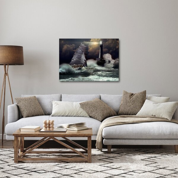 Obraz - Loď plávajúca cez búrlivé vlny (70x50 cm)