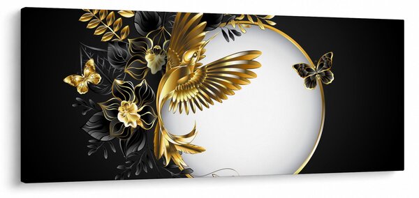 Obraz - Guľa so zlatými motívmi (120x50 cm)