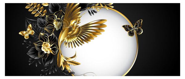 Obraz - Guľa so zlatými motívmi (120x50 cm)