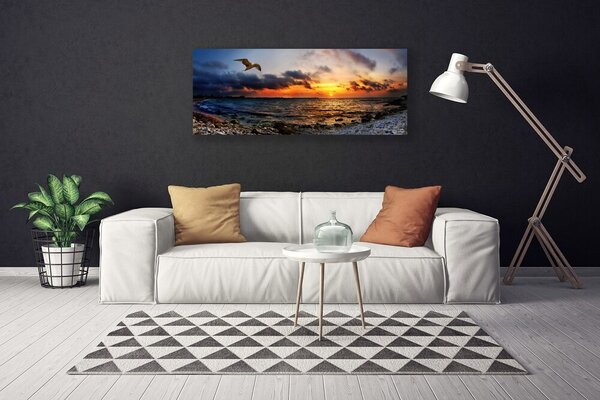 Obraz na plátne Čajka more pláž krajina 125x50 cm