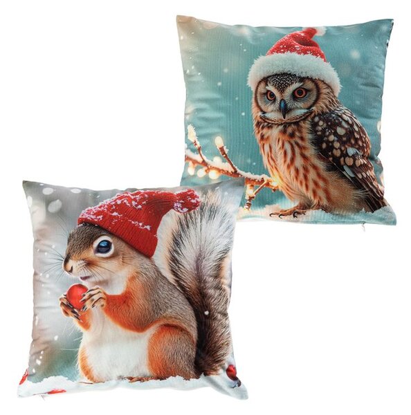 Súprava 2 ks obliečok na vankúšiky VEVERIČKA A SOVA 40 x 40 cm