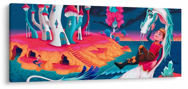 Obraz - Princ a dračia princezná (120x50 cm)