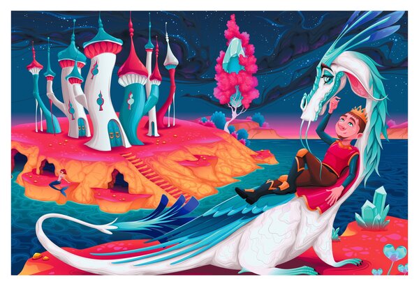 Obraz - Princ a dračia princezná (90x60 cm)