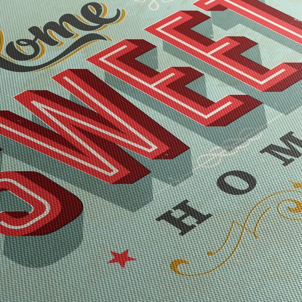 Obraz - Home sweet home (s hodinami) (90x30 cm)