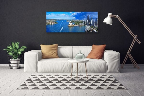 Obraz na plátne Mesto more domy 125x50 cm