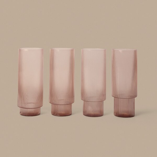 Vysoké sklenice Ripple Blush 300 ml – set 4 ks