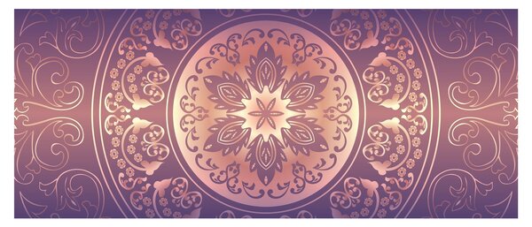 Obraz - Mandala na fialovom gradiente (120x50 cm)