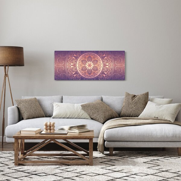 Obraz - Mandala na fialovom gradiente (120x50 cm)