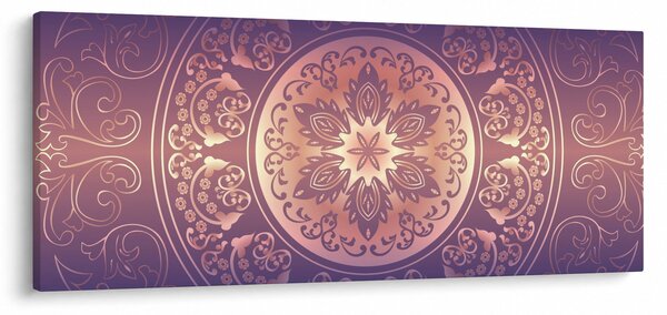 Obraz - Mandala na fialovom gradiente (120x50 cm)