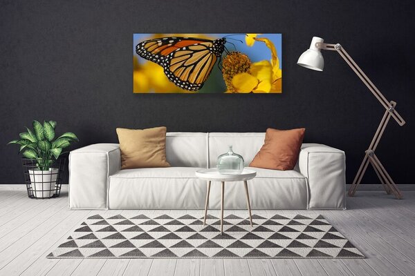Obraz Canvas Motýľ kvet príroda 125x50 cm