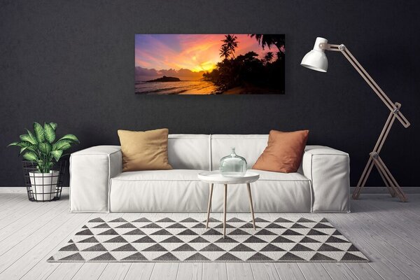 Obraz Canvas More slnko palmy krajina 125x50 cm