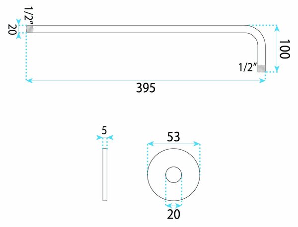 Okrúhle sprchové rameno REA JS-9021 40cm Chrome