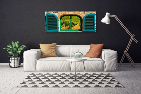Obraz Canvas Okno pole príroda 125x50 cm