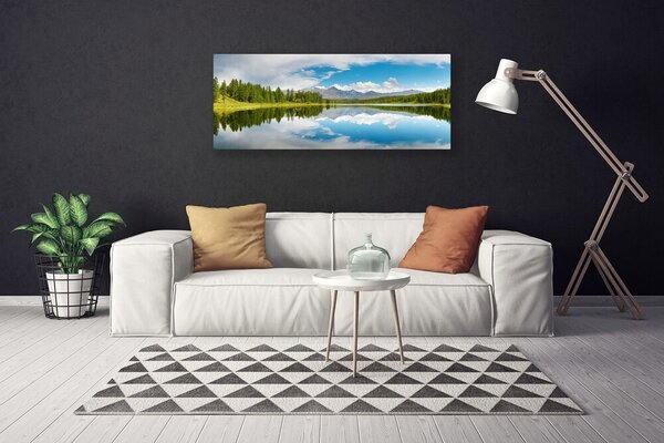 Obraz Canvas Les jazero hory príroda 125x50 cm