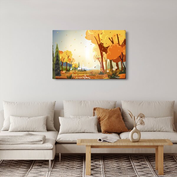 Obraz - Jesenná krajina, ilustrácie (90x60 cm)