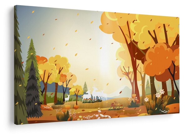 Obraz - Jesenná krajina, ilustrácie (90x60 cm)