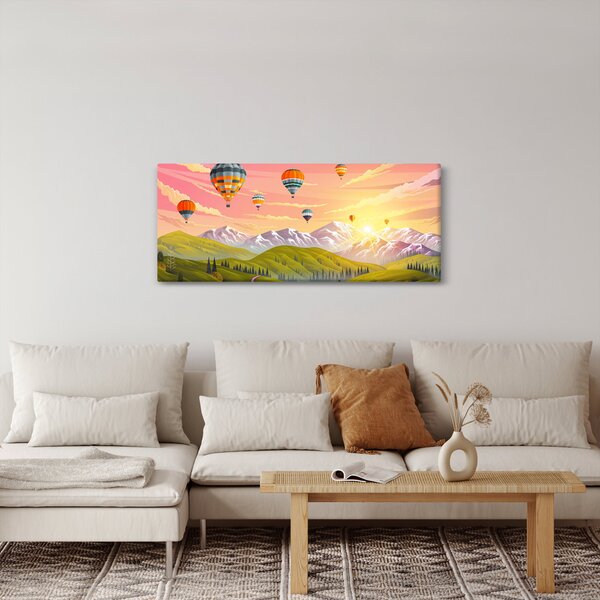 Obraz balónov nad krajinou (120x50 cm)