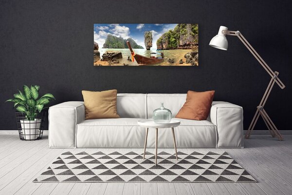 Obraz na plátne Loďka kamene krajina 125x50 cm