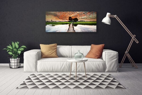 Obraz na plátne Most jazero príroda 125x50 cm