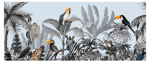 Obraz zvierat v tropickom lese (120x50 cm)