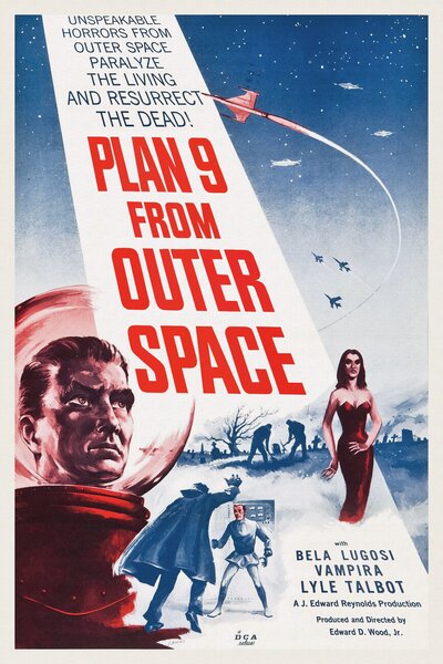 Umelecká tlač Plan 9 from Outer Space (Vintage Cinema / Retro Movie Theatre Poster / Horror & Sci-Fi), (26.7 x 40 cm)