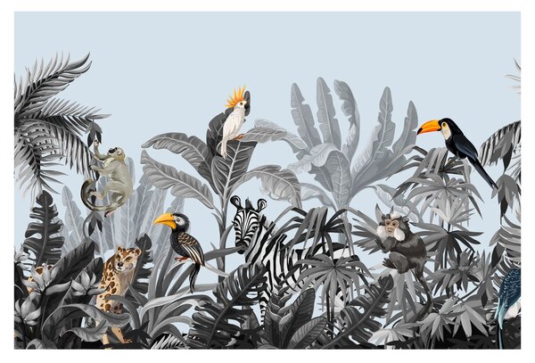 Obraz zvierat v tropickom lese (90x60 cm)